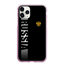 Чехол iPhone 11 Pro матовый Russia: Black Line, цвет: 3D-розовый