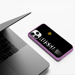 Чехол iPhone 11 Pro матовый Russia: Black Line, цвет: 3D-фиолетовый — фото 2