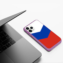 Чехол iPhone 11 Pro матовый Российский триколор, цвет: 3D-фиолетовый — фото 2