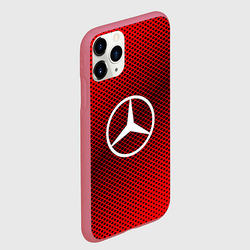 Чехол iPhone 11 Pro матовый Mercedes: Red Carbon / 3D-Малиновый – фото 2