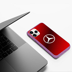 Чехол iPhone 11 Pro матовый Mercedes: Red Carbon, цвет: 3D-фиолетовый — фото 2