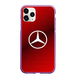 Чехол iPhone 11 Pro матовый Mercedes: Red Carbon, цвет: 3D-фиолетовый