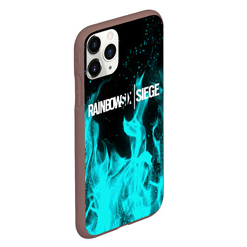 Чехол iPhone 11 Pro матовый R6S: Turquoise Flame / 3D-Коричневый – фото 2