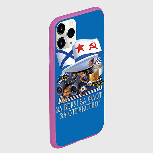 Чехол iPhone 11 Pro матовый За веру и флот / 3D-Фиолетовый – фото 2