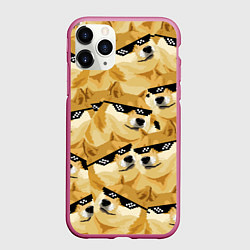 Чехол iPhone 11 Pro матовый Doge: Deal with it, цвет: 3D-малиновый