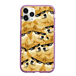 Чехол iPhone 11 Pro матовый Doge: Deal with it, цвет: 3D-фиолетовый