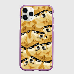 Чехол iPhone 11 Pro матовый Doge: Deal with it, цвет: 3D-фиолетовый