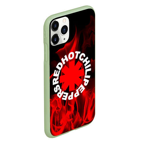 Чехол iPhone 11 Pro матовый RHCP: Red Flame / 3D-Салатовый – фото 2