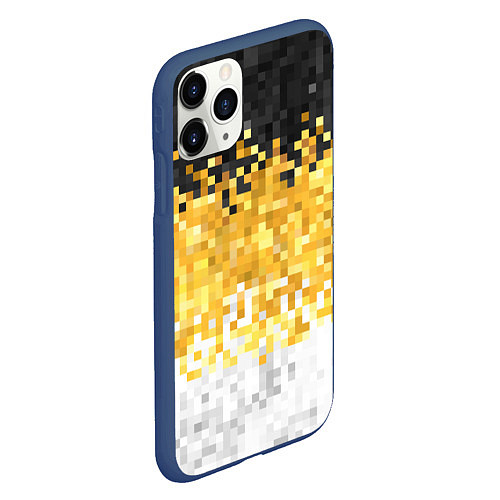 Чехол iPhone 11 Pro матовый Имперский флаг пикселами / 3D-Тёмно-синий – фото 2