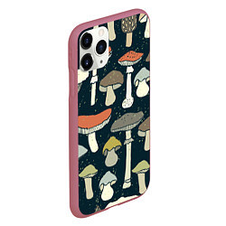 Чехол iPhone 11 Pro матовый Грибной лес, цвет: 3D-малиновый — фото 2