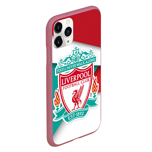 Чехол iPhone 11 Pro матовый FC Liverpool / 3D-Малиновый – фото 2