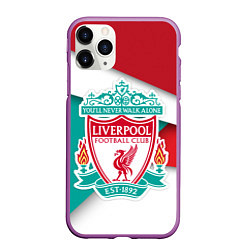 Чехол iPhone 11 Pro матовый FC Liverpool, цвет: 3D-фиолетовый