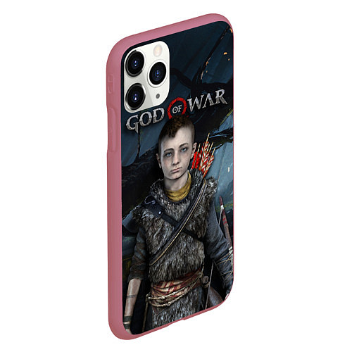 Чехол iPhone 11 Pro матовый God of War: Atreus / 3D-Малиновый – фото 2