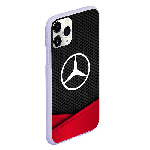 Чехол iPhone 11 Pro матовый Mercedes Benz: Grey Carbon / 3D-Светло-сиреневый – фото 2
