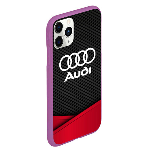 Чехол iPhone 11 Pro матовый Audi: Grey Carbon / 3D-Фиолетовый – фото 2