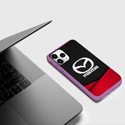 Чехол iPhone 11 Pro матовый Mazda: Grey Carbon, цвет: 3D-фиолетовый — фото 2