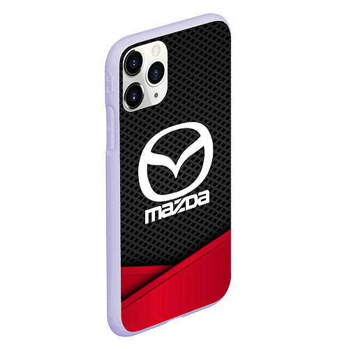 Чехол iPhone 11 Pro матовый Mazda: Grey Carbon / 3D-Светло-сиреневый – фото 2