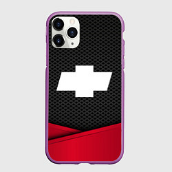 Чехол iPhone 11 Pro матовый Chevrolet: Grey Carbon, цвет: 3D-фиолетовый