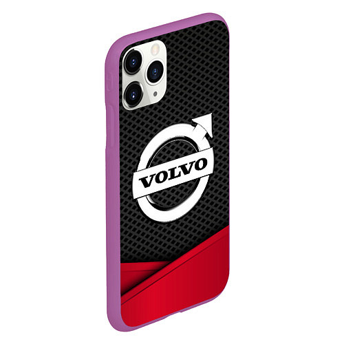 Чехол iPhone 11 Pro матовый Volvo: Grey Carbon / 3D-Фиолетовый – фото 2