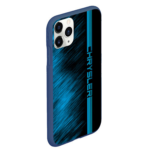 Чехол iPhone 11 Pro матовый Chrysler синие полосы / 3D-Тёмно-синий – фото 2