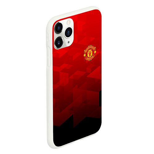 Чехол iPhone 11 Pro матовый FC Man UTD: Red Poly / 3D-Белый – фото 2