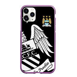 Чехол iPhone 11 Pro матовый FC Manchester City: Exclusive, цвет: 3D-фиолетовый