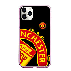 Чехол iPhone 11 Pro матовый FC Man United: Black Exclusive, цвет: 3D-розовый