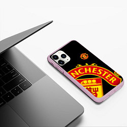 Чехол iPhone 11 Pro матовый FC Man United: Black Exclusive, цвет: 3D-розовый — фото 2