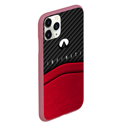 Чехол iPhone 11 Pro матовый Infiniti: Red Carbon / 3D-Малиновый – фото 2