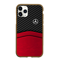 Чехол iPhone 11 Pro матовый Mercedes Benz: Red Carbon, цвет: 3D-коричневый