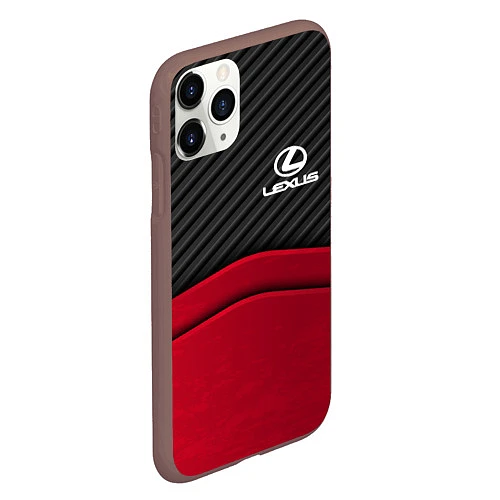Чехол iPhone 11 Pro матовый Lexus: Red Carbon / 3D-Коричневый – фото 2