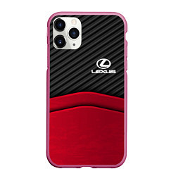 Чехол iPhone 11 Pro матовый Lexus: Red Carbon, цвет: 3D-малиновый