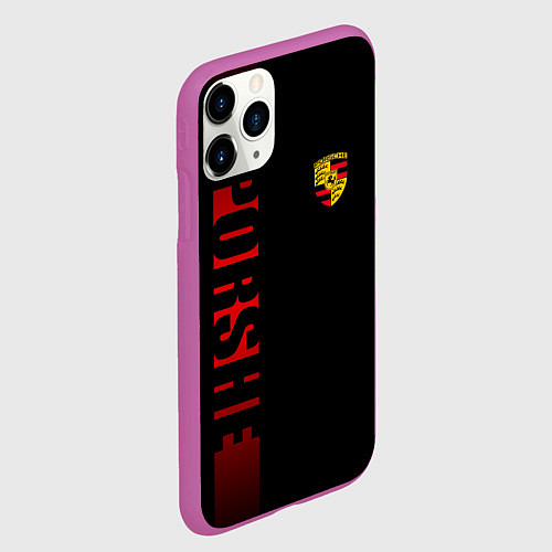 Чехол iPhone 11 Pro матовый Porsche: Red Line / 3D-Фиолетовый – фото 2