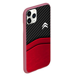 Чехол iPhone 11 Pro матовый Citroen: Red Carbon, цвет: 3D-малиновый — фото 2