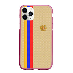 Чехол iPhone 11 Pro матовый Armenia Style, цвет: 3D-малиновый