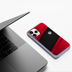 Чехол iPhone 11 Pro матовый Volkswagen: Red Sport, цвет: 3D-светло-сиреневый — фото 2