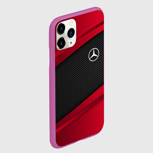 Чехол iPhone 11 Pro матовый Mercedes Benz: Red Sport / 3D-Фиолетовый – фото 2