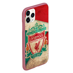 Чехол iPhone 11 Pro матовый FC Liverpool: Old Style, цвет: 3D-малиновый — фото 2