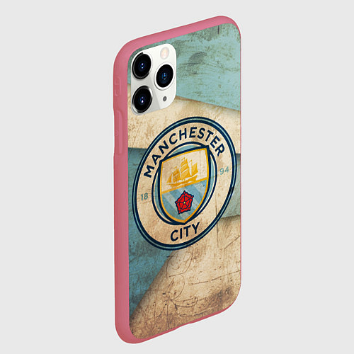 Чехол iPhone 11 Pro матовый FC Man City: Old Style / 3D-Малиновый – фото 2