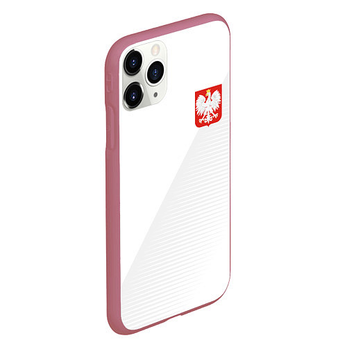 Чехол iPhone 11 Pro матовый Poland Team: Home WC-2018 / 3D-Малиновый – фото 2