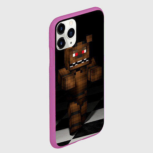 Чехол iPhone 11 Pro матовый Minecraft: Freddy FNAF / 3D-Фиолетовый – фото 2
