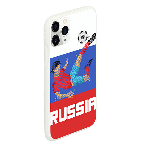 Чехол iPhone 11 Pro матовый Russia Footballer / 3D-Белый – фото 2