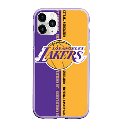 Чехол iPhone 11 Pro матовый NBA: LA Lakers, цвет: 3D-светло-сиреневый