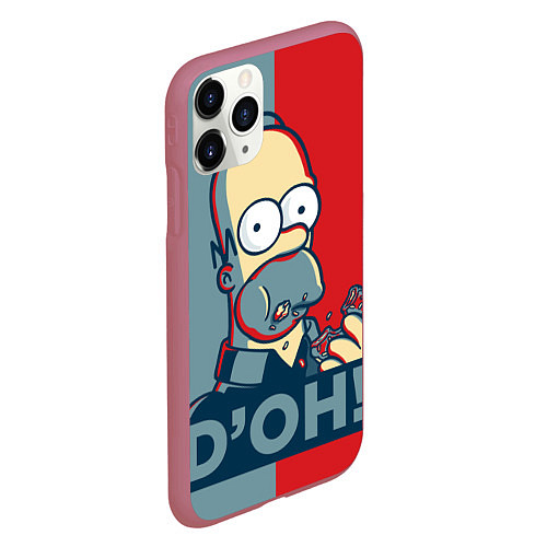Чехол iPhone 11 Pro матовый Homer Simpson DOH! / 3D-Малиновый – фото 2