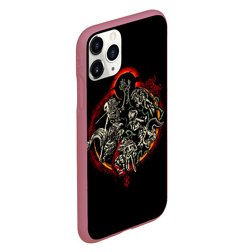 Чехол iPhone 11 Pro матовый Berserk Devils / 3D-Малиновый – фото 2