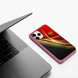 Чехол iPhone 11 Pro матовый RUSSIA SPORT: Gold Collection, цвет: 3D-малиновый — фото 2