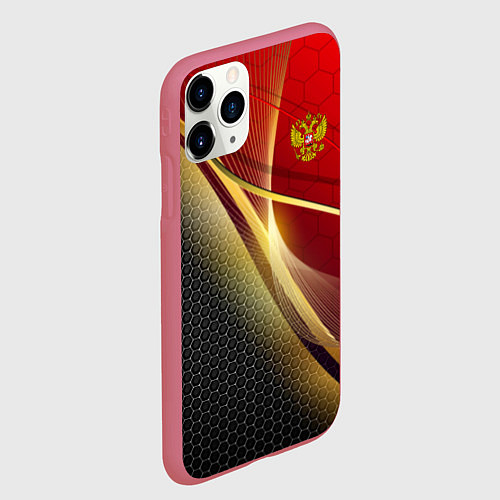 Чехол iPhone 11 Pro матовый RUSSIA SPORT: Gold Collection / 3D-Малиновый – фото 2