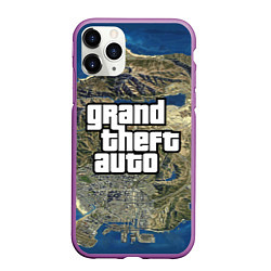 Чехол iPhone 11 Pro матовый GTA, цвет: 3D-фиолетовый