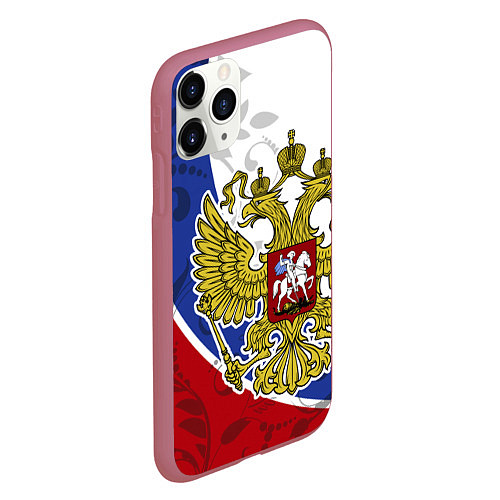 Чехол iPhone 11 Pro матовый Российская душа / 3D-Малиновый – фото 2