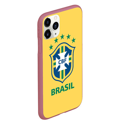 Чехол iPhone 11 Pro матовый Brazil Team / 3D-Малиновый – фото 2